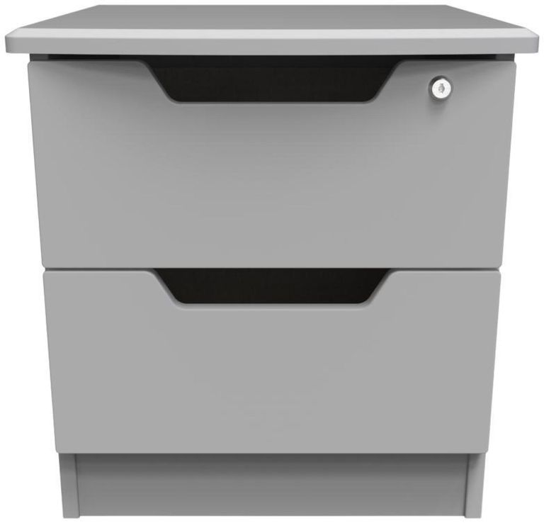 Bella Grey 2 Drawer Bedside Cabinet with Lock