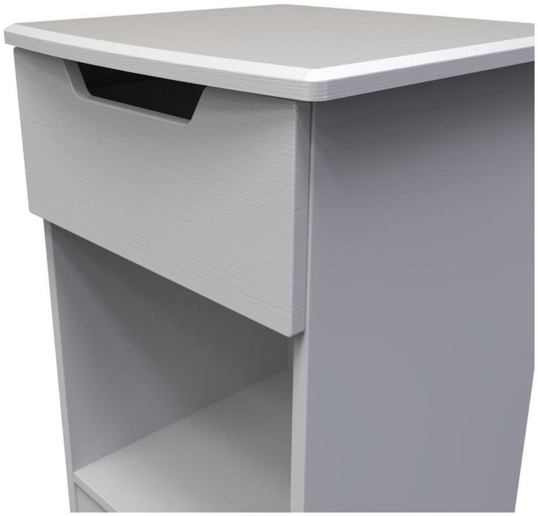 Bella Grey Ash 1 Drawer Bedside Cabinet