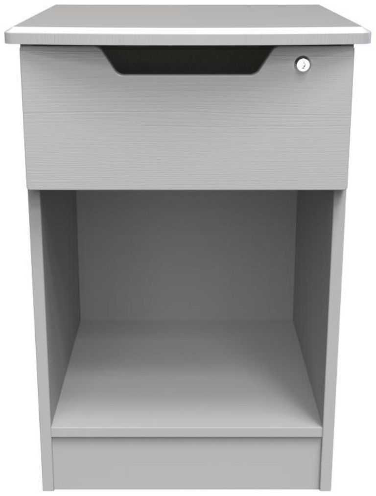 Bella Grey Ash 1 Drawer Bedside Cabinet with Lock
