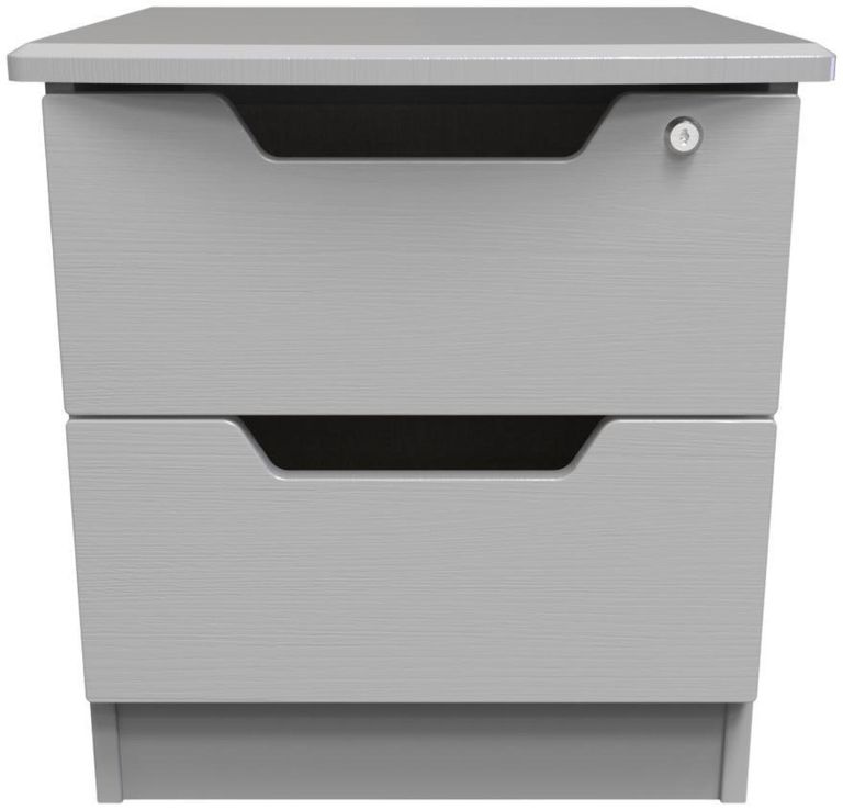Bella Grey Ash 2 Drawer Bedside Cabinet with Lock