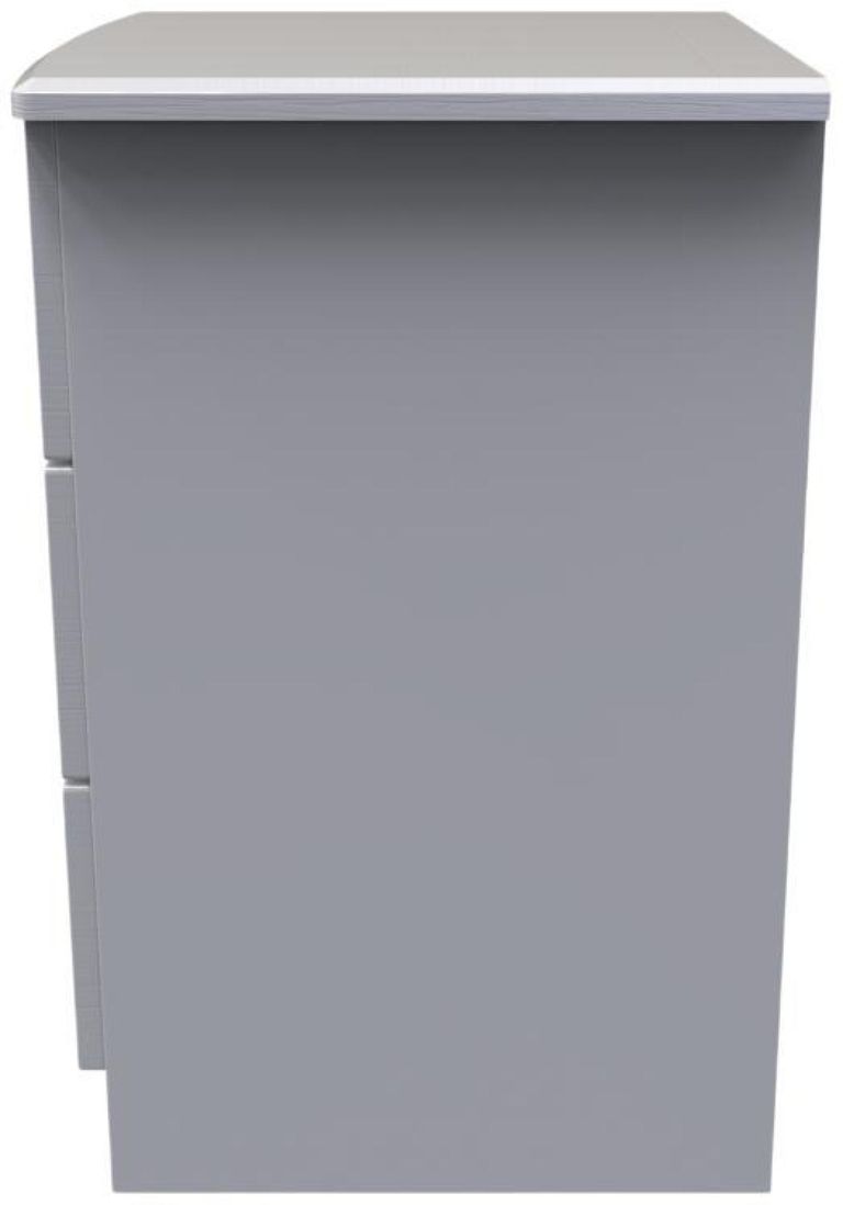 Bella Grey Ash 3 Drawer Bedside Cabinet
