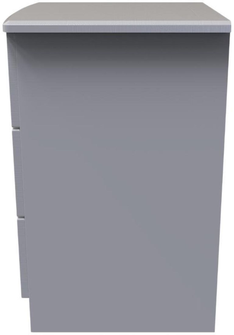 Bella Grey Ash 3 Drawer Bedside Cabinet with Lock