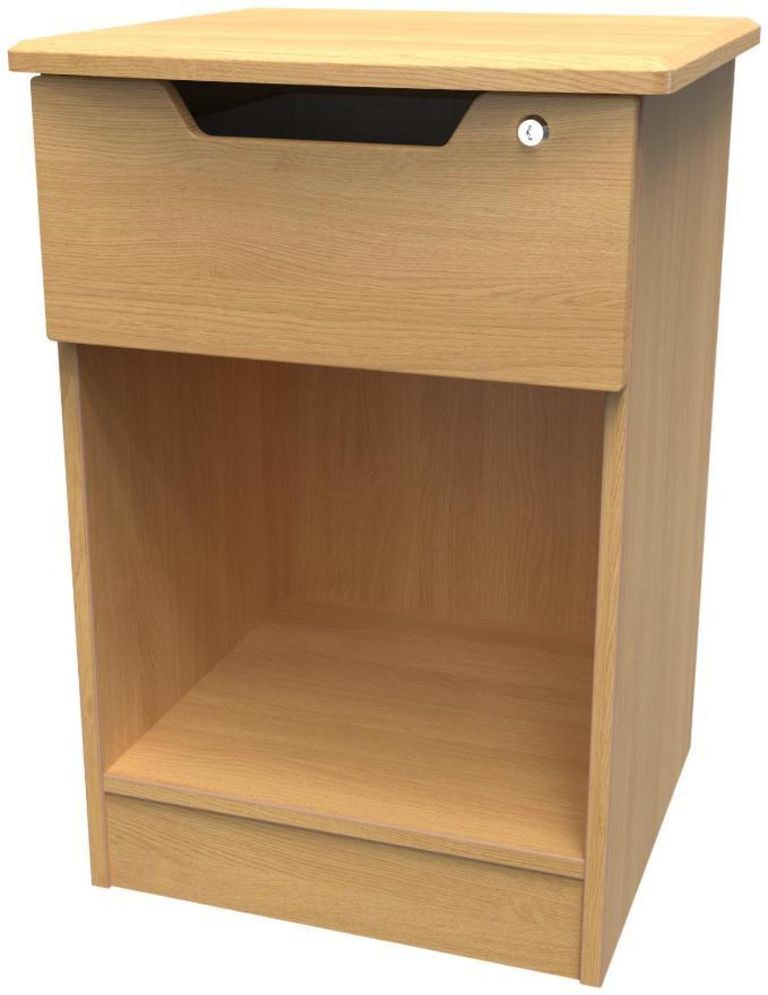 Bella Oak Effect 1 Drawer Bedside Cabinet with Lock