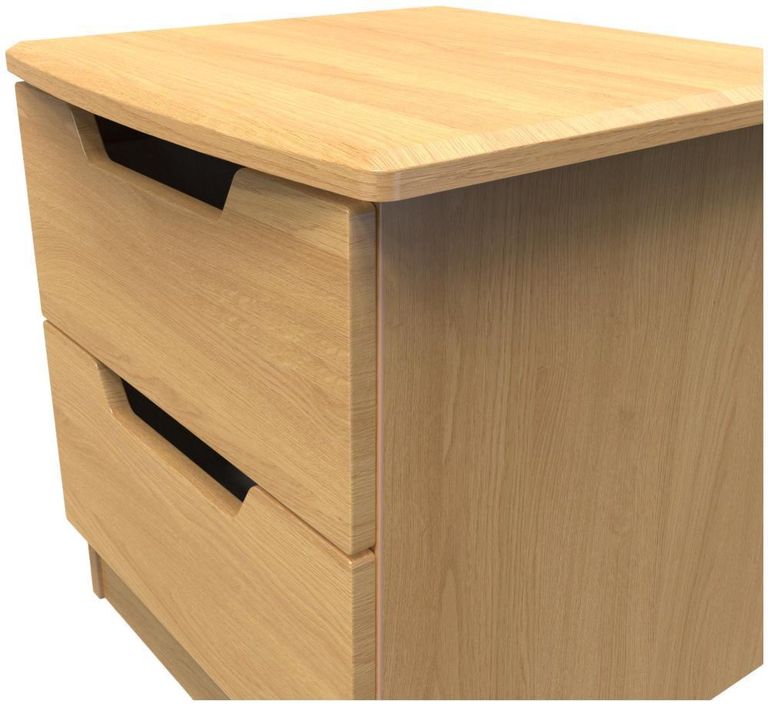 Bella Oak Effect 2 Drawer Bedside Cabinet