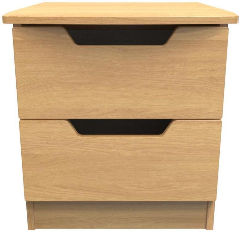 Bella Oak Effect 2 Drawer Bedside Cabinet
