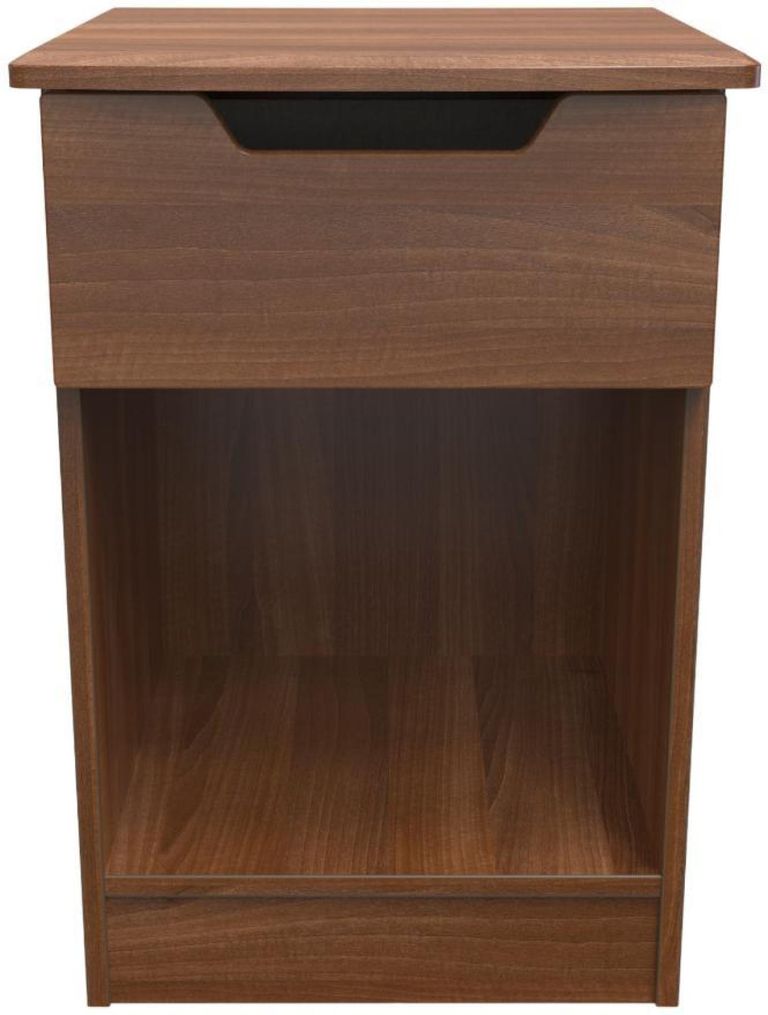 Bella Walnut Effect 1 Drawer Bedside Cabinet