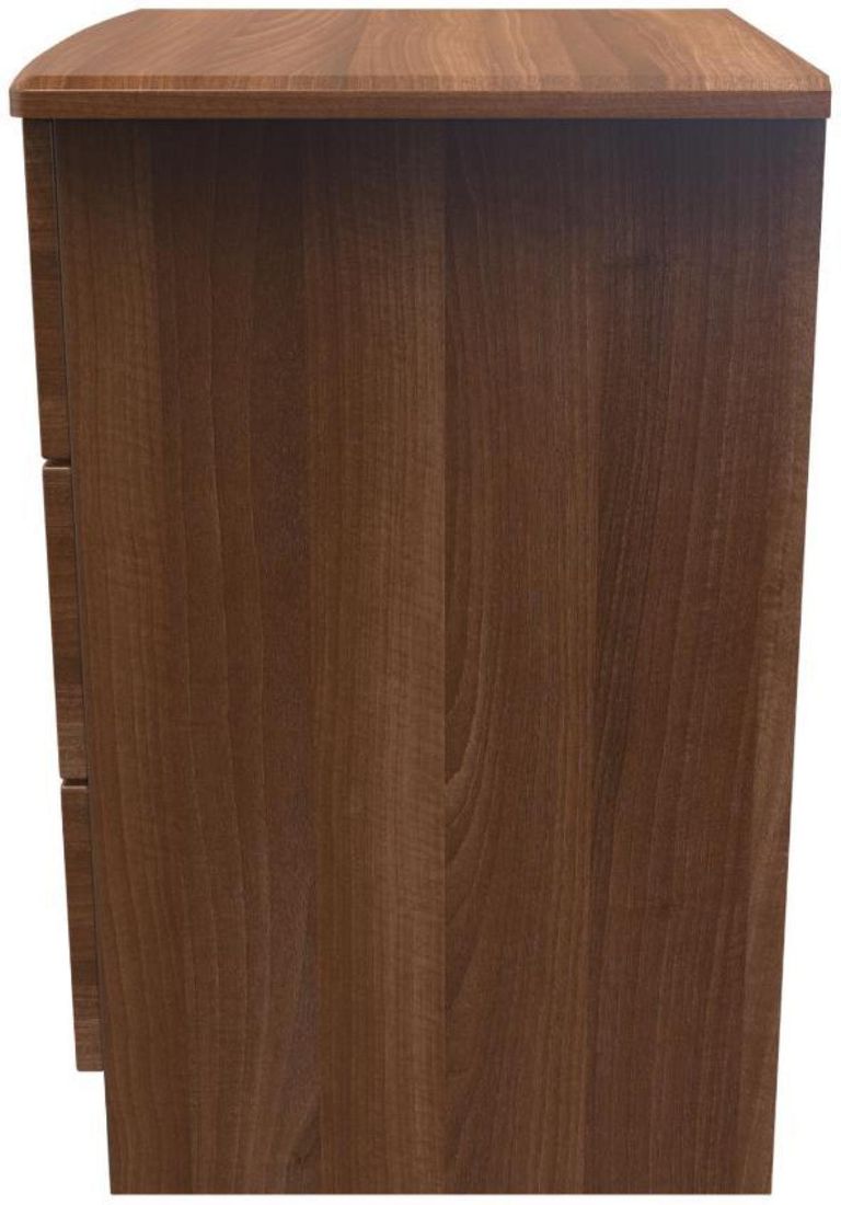 Bella Walnut Effect 3 Drawer Bedside Cabinet