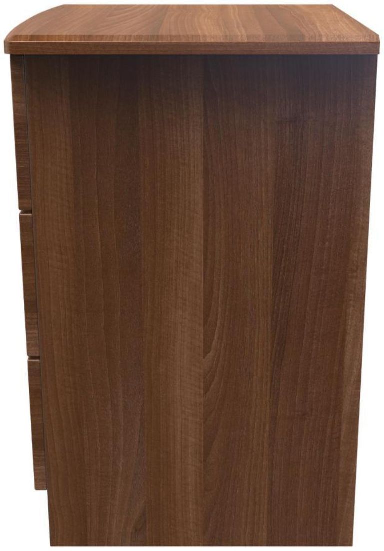Bella Walnut Effect 3 Drawer Bedside Cabinet with Lock