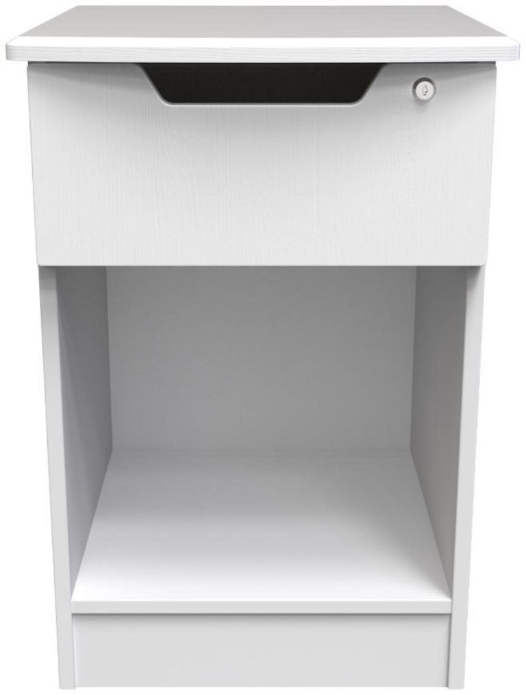 Bella White 1 Drawer Bedside Cabinet with Lock
