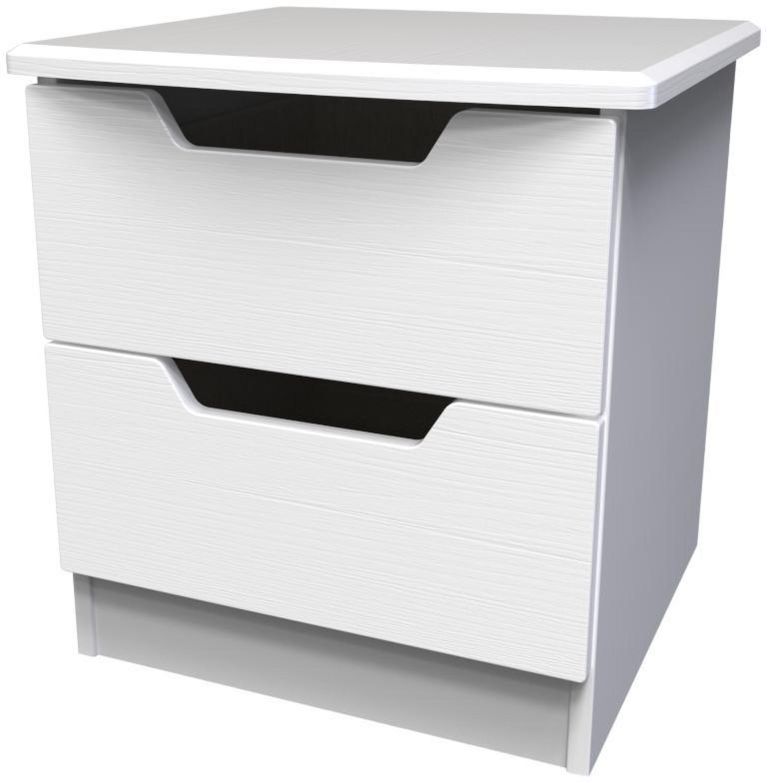 Bella White 2 Drawer Bedside Cabinet