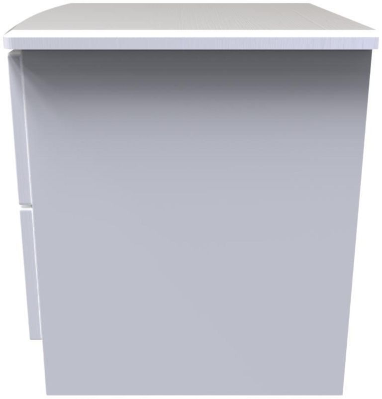 Bella White 2 Drawer Bedside Cabinet with Lock