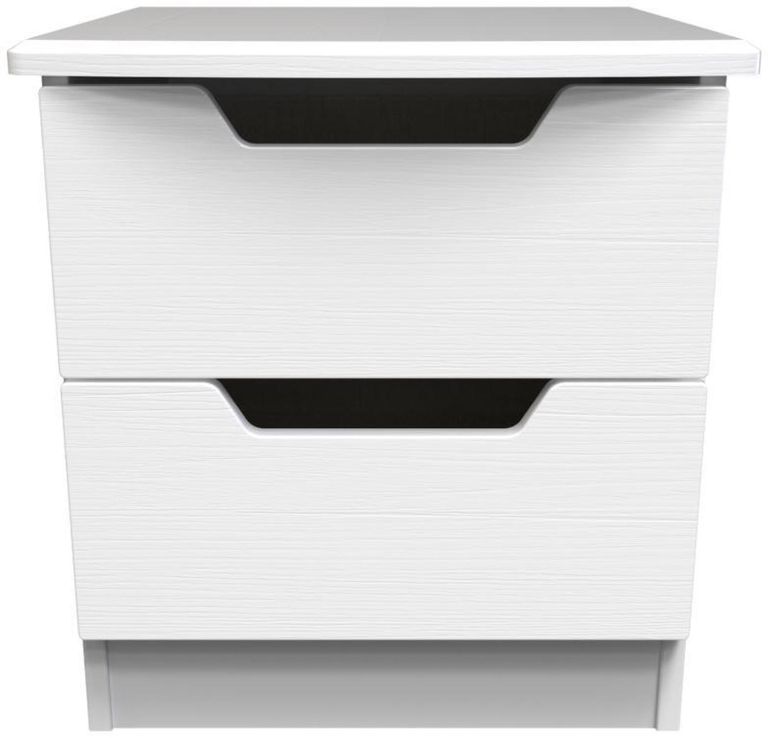 Bella White 2 Drawer Bedside Cabinet