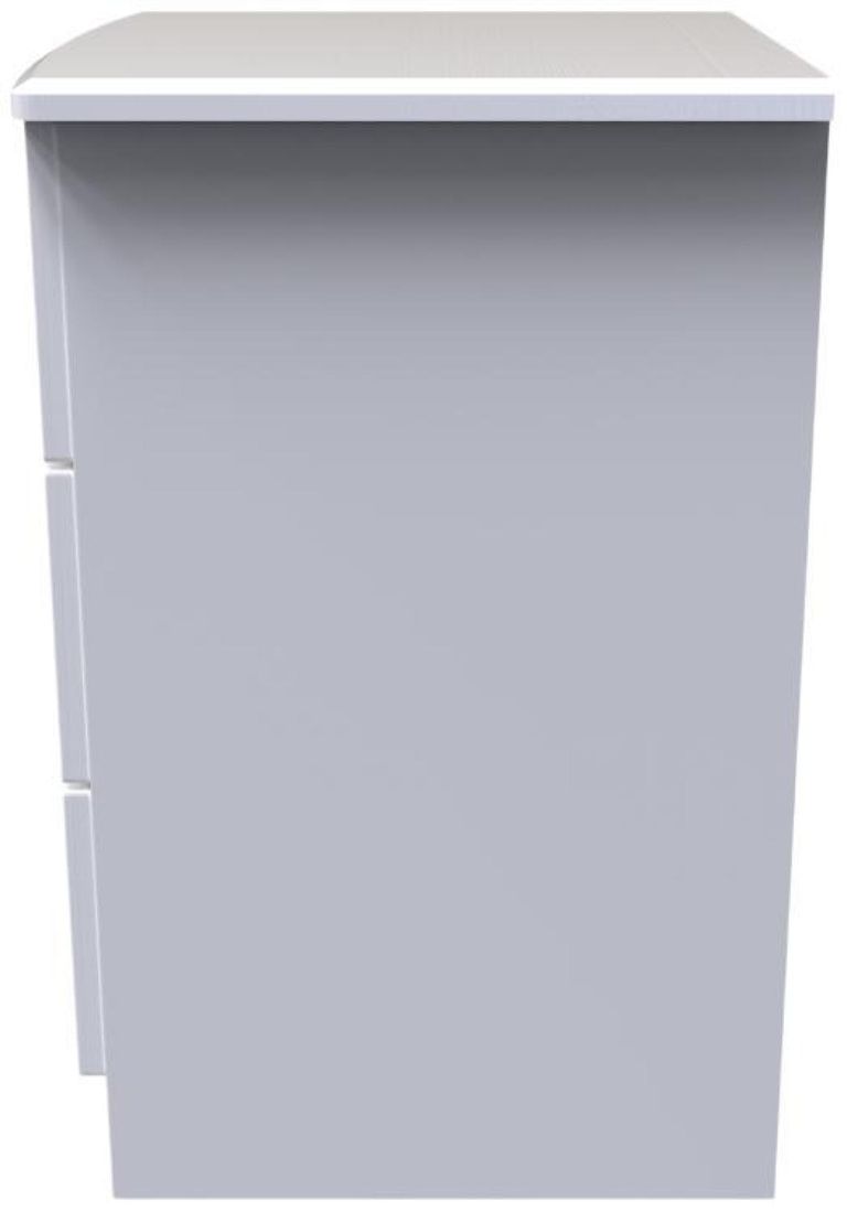 Bella White 3 Drawer Bedside Cabinet with Lock