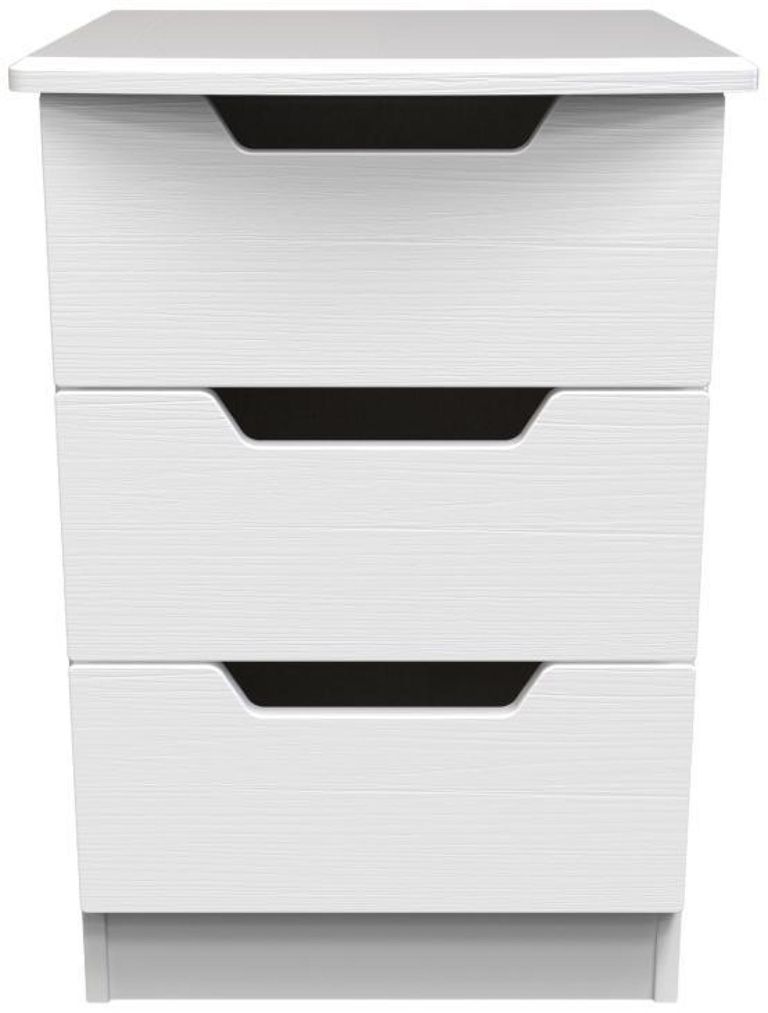 Bella White 3 Drawer Bedside Cabinet