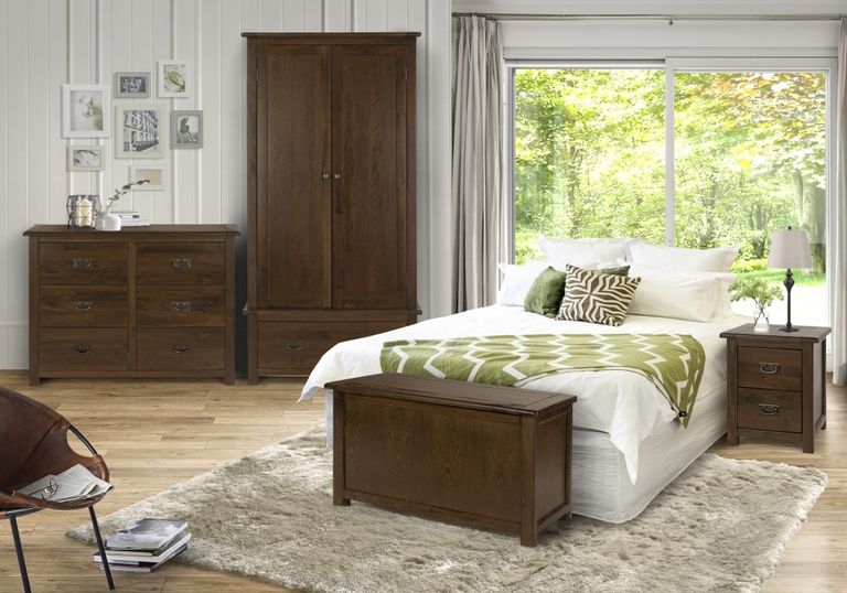 Boston Dark Wood 2 Drawer Bedside Cabinet