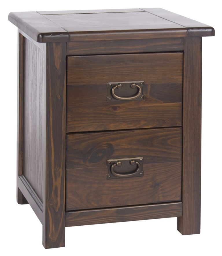 Boston Dark Wood 2 Drawer Bedside Cabinet