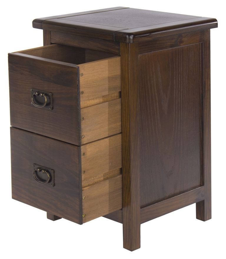 Boston Dark Wood 2 Drawer Petite Bedside Cabinet