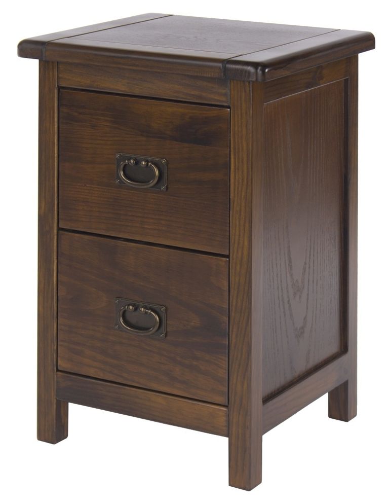 Boston Dark Wood 2 Drawer Petite Bedside Cabinet