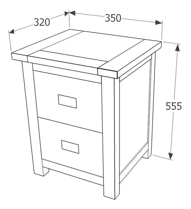 Boston Dark Wood 2 Drawer Petite Bedside Cabinet