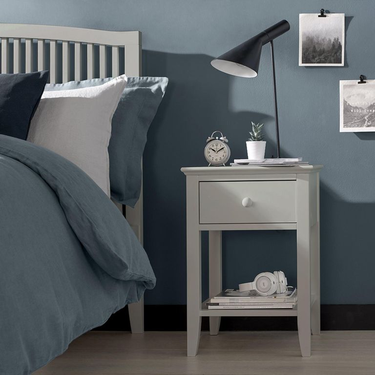 Ashby Soft Grey Bedside Table - 1 Drawer