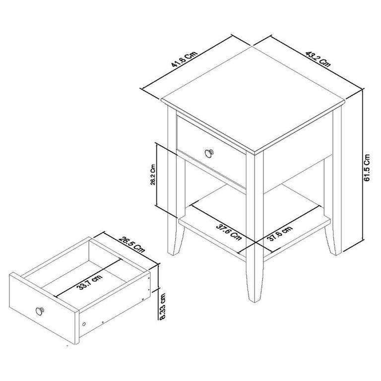 Ashby White Bedside Table - 1 Drawer