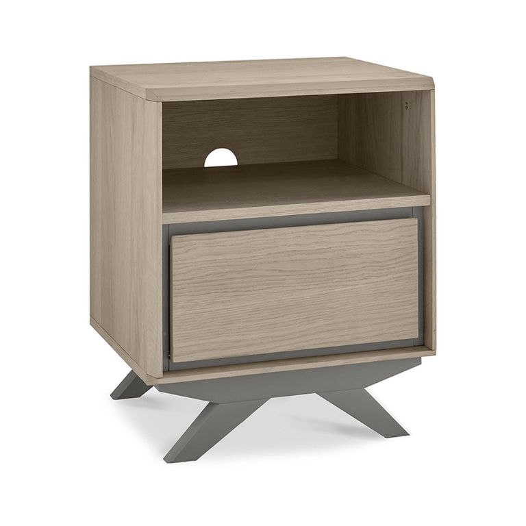 Brunel Scandi Oak & Dark Grey Bedside Cabinet - 1 Drawer