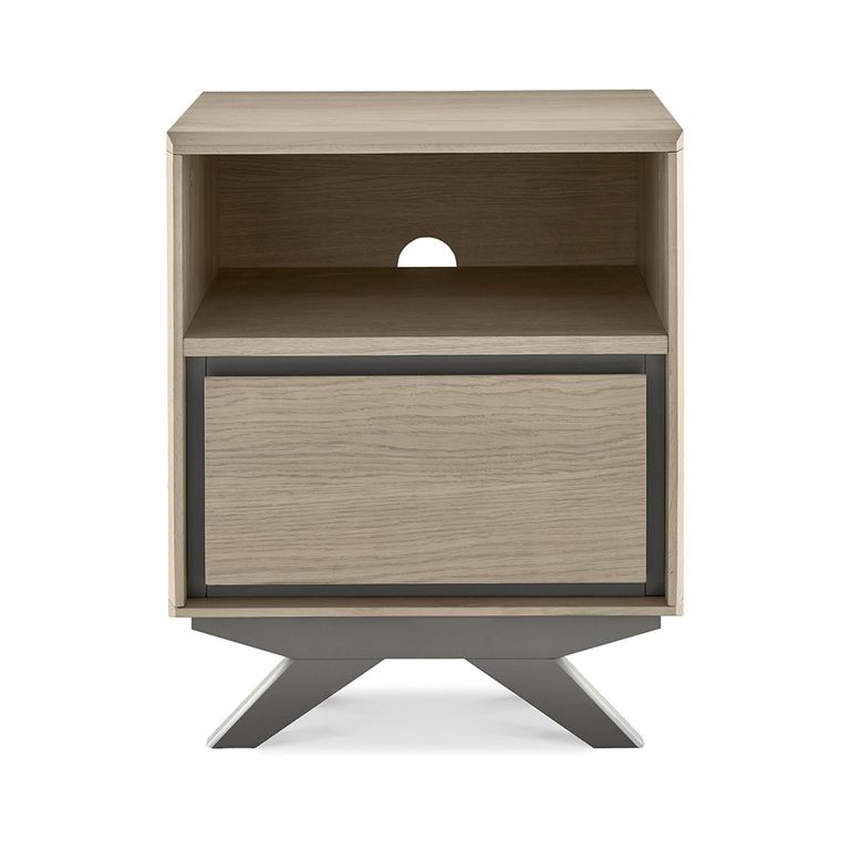 Brunel Scandi Oak & Dark Grey Bedside Cabinet - 1 Drawer