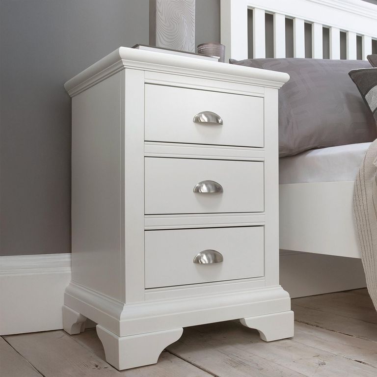 Hampstead White Bedside Cabinet - 3 Drawer