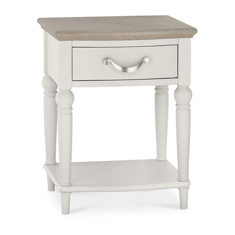 Montreux Bedside Table - 1 Drawer - Grey Washed Oak & Soft Grey