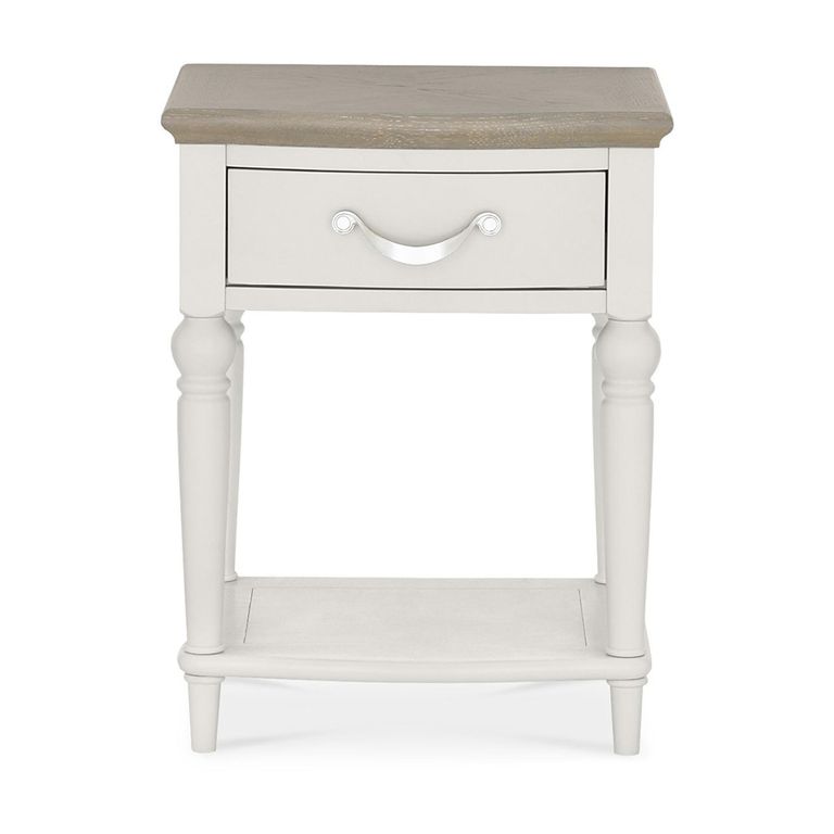 Montreux Bedside Table - 1 Drawer - Grey Washed Oak & Soft Grey