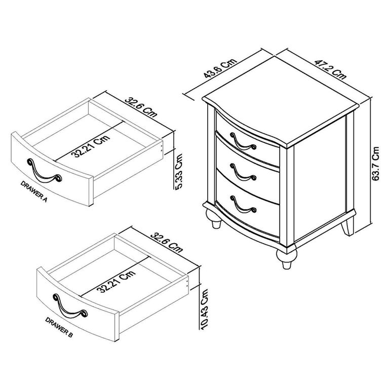 Montreux Bedside Cabinet - 3 Drawer - Urban Grey