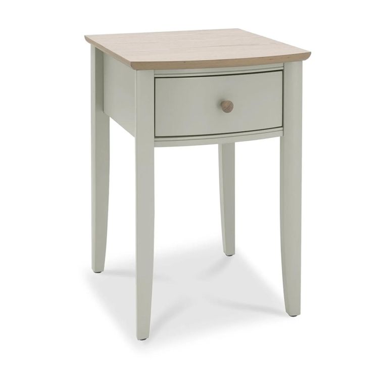 Whitby Scandi Oak & Soft Grey Bedside Table - 1 Drawer