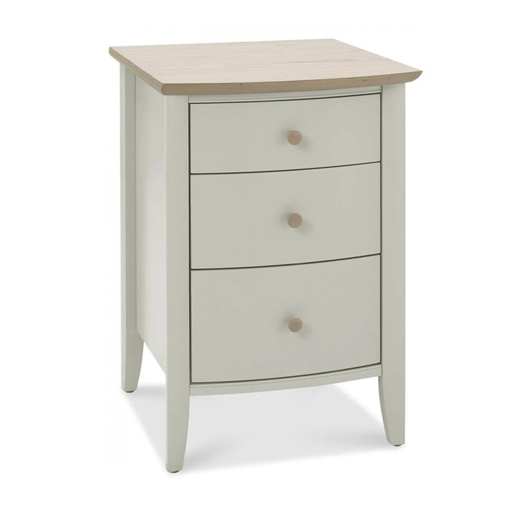 Whitby Scandi Oak & Soft Grey Bedside Cabinet - 3 Drawer