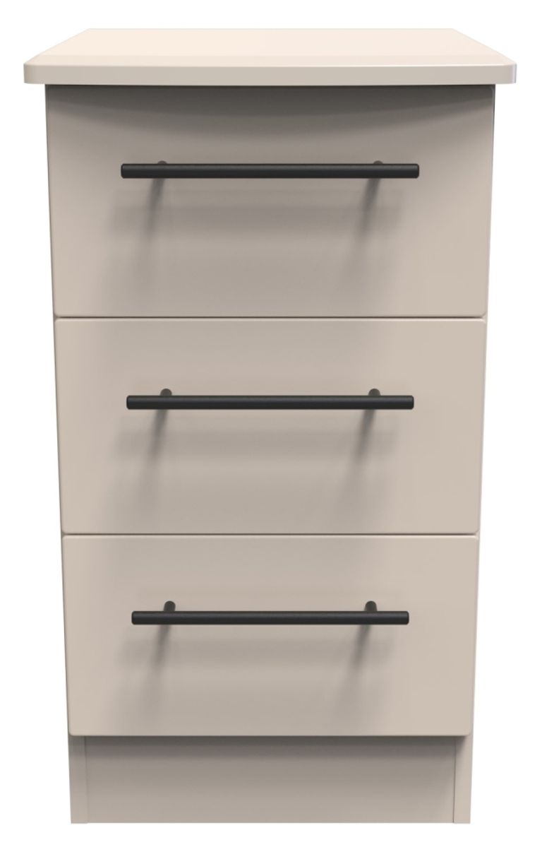 Beverley Cashmere 3 Drawer Bedside Cabinet