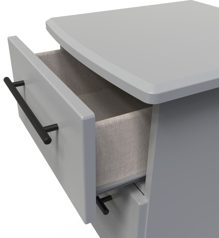 Beverley Dusk Grey 2 Drawer Bedside Cabinet