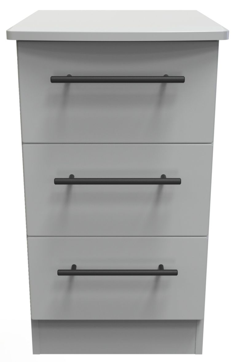 Beverley Grey 3 Drawer Bedside Cabinet