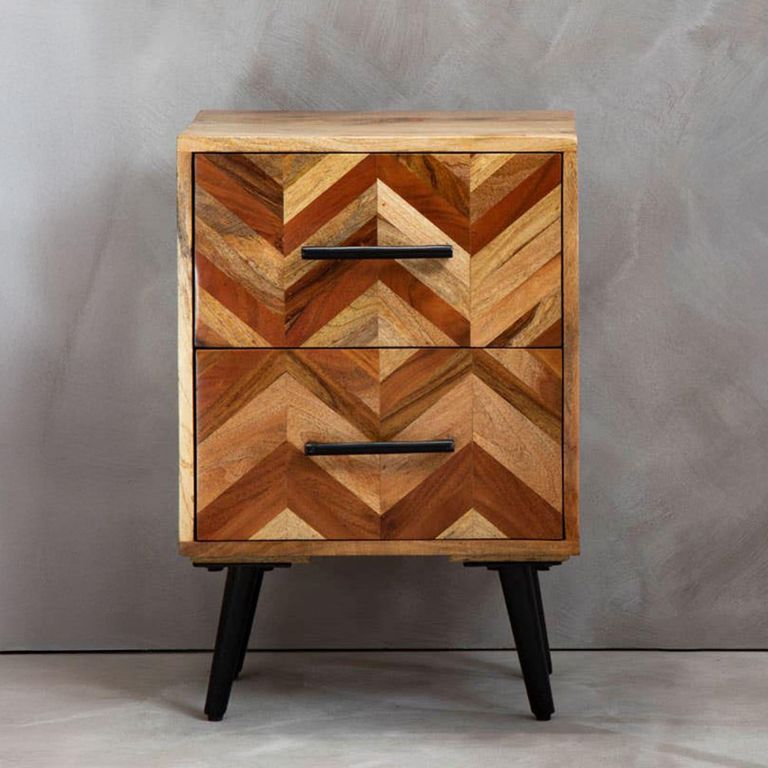 Boho Bedside Cabinet - 2 Drawer - Mango Wood