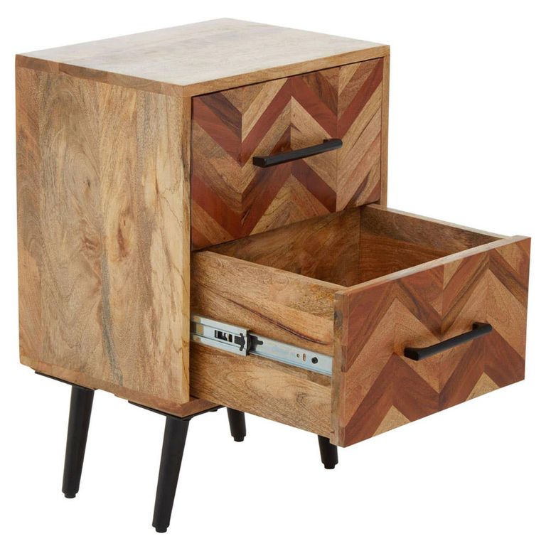 Boho Bedside Cabinet - 2 Drawer - Mango Wood