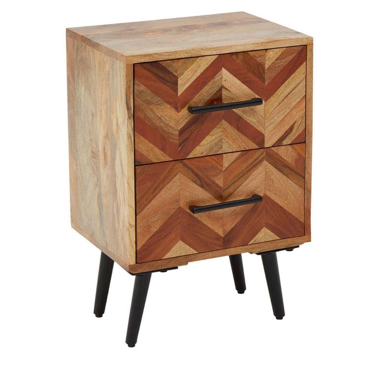 Boho Bedside Cabinet - 2 Drawer - Mango Wood