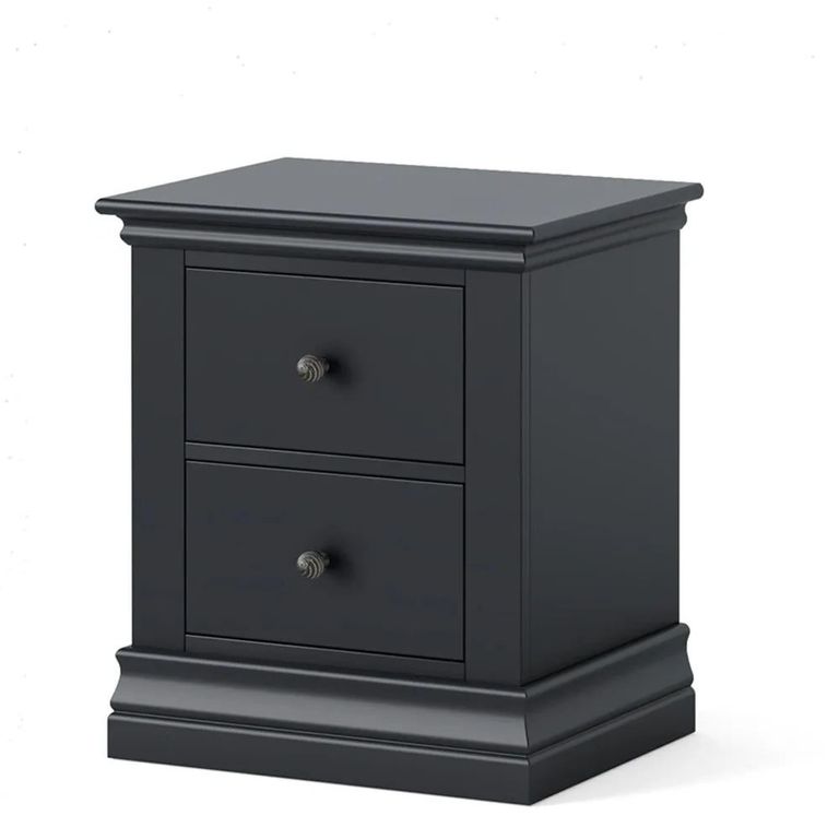 Bordeaux Bedside Cabinet - 2 Drawer - Charcoal