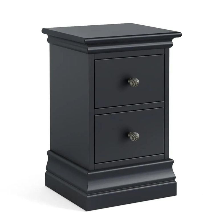 Bordeaux Narrow Bedside Cabinet - 2 Drawer - Charcoal