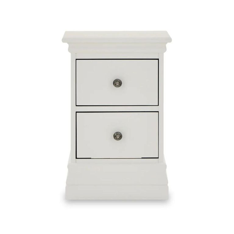 Bordeaux Narrow Bedside Cabinet - 2 Drawer - Cotton