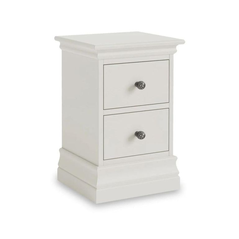 Bordeaux Narrow Bedside Cabinet - 2 Drawer - Cotton