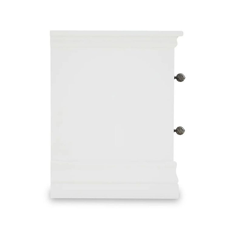 Bordeaux Narrow Bedside Cabinet - 2 Drawer - White