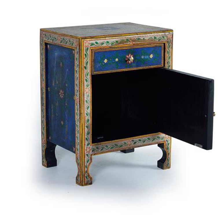 Bruci Bedside Cabinet - Mango Wood - Painted - 1 Door