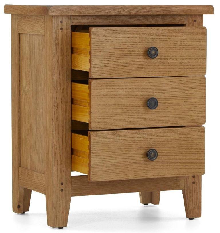 Burford Bedside Cabinet - 3 Drawer - Oak