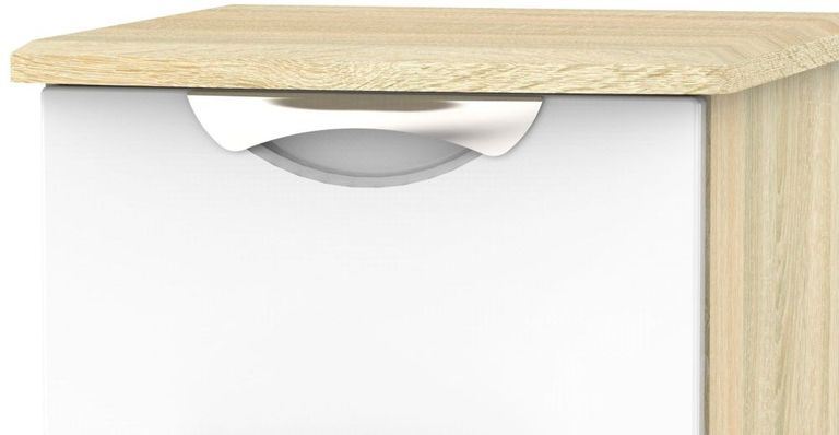 Camden White Gloss and Oak Effect 2 Drawer Bedside Cabinet