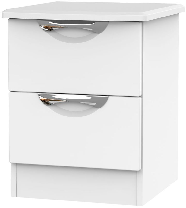 Camden White Matt 2 Drawer Bedside Cabinet