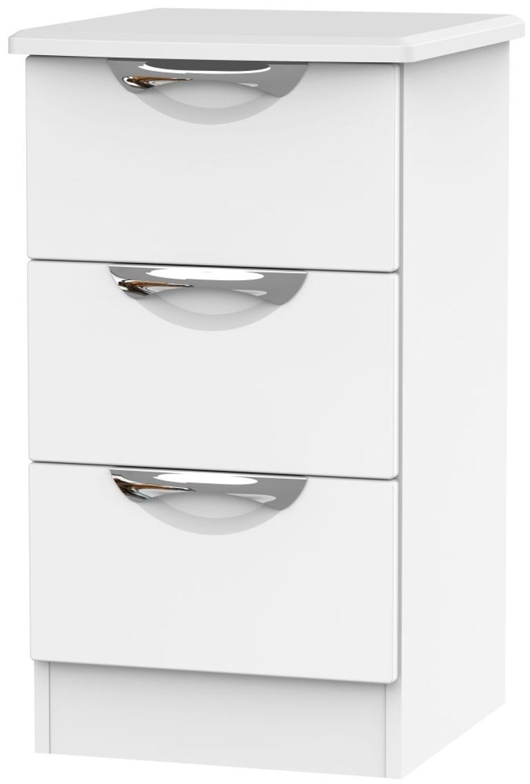 Camden White Matt 3 Drawer Bedside Cabinet