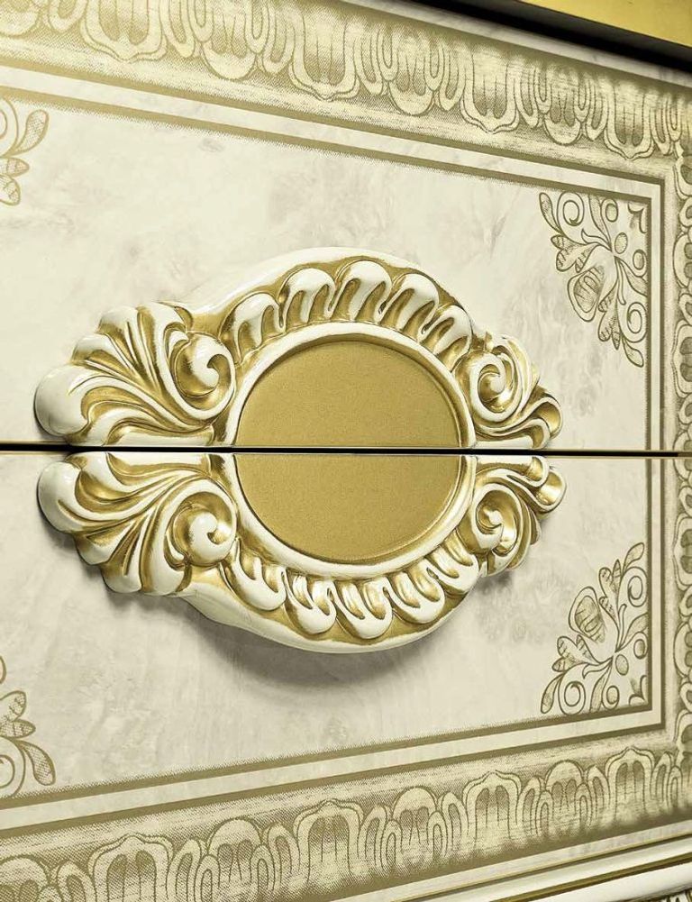 Leonardo Bedside Cabinet - 2 Drawer - Ivory Gloss and Gold